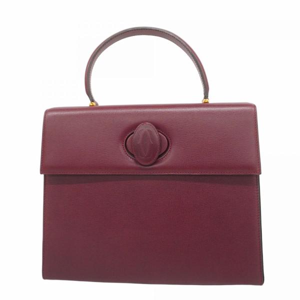 希少 Cartier カボション ハンドバッグ 本クロコダイル ボルドー 中古・古着通販】Cartier (カルティエ) カボションハンドバッグ