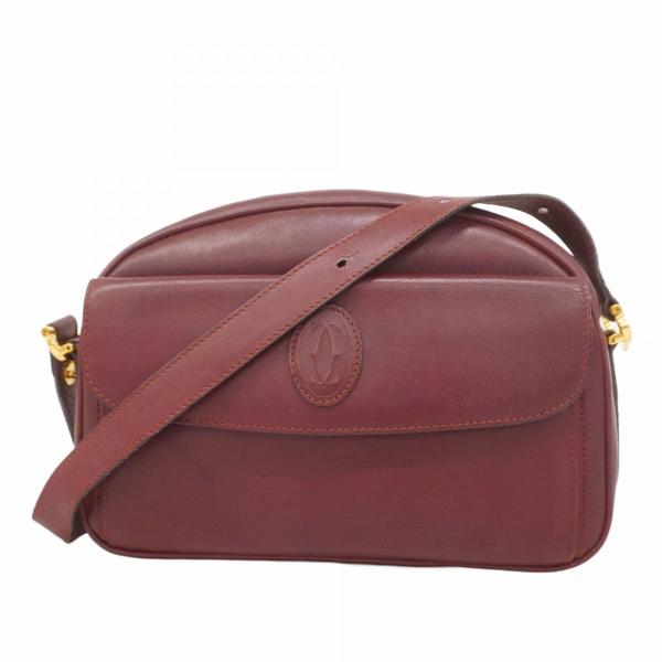 【A4可】カルティエ　ビジネスバッグ　フラップ　ボルドー　ゴールド金具 A4可】カルティエ ビジネスバッグ フラップ ボルドー ゴールド