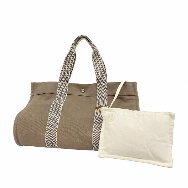 【5pb2891-h】エルメス トートバッグ カンヌMM キャンバス ブラウン シルバー金具【中古】レディース HERMES（エルメス） ☆最終価格☆SALE【5pb2891-h】エルメス トート