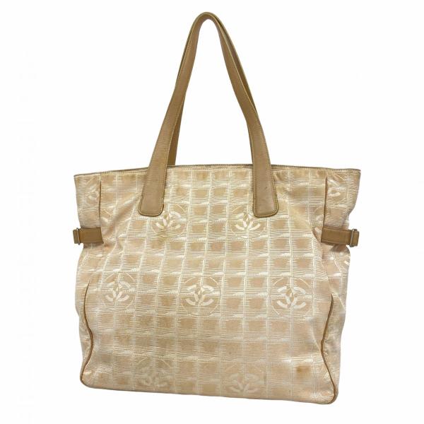 【5pb2760】シャネル トートバッグ ニュートラベル ナイロン ベージュ シルバー金具【中古】レディース CHANEL（シャネル） 【5pb2760】シャネル トートバッグ ニュートラベル