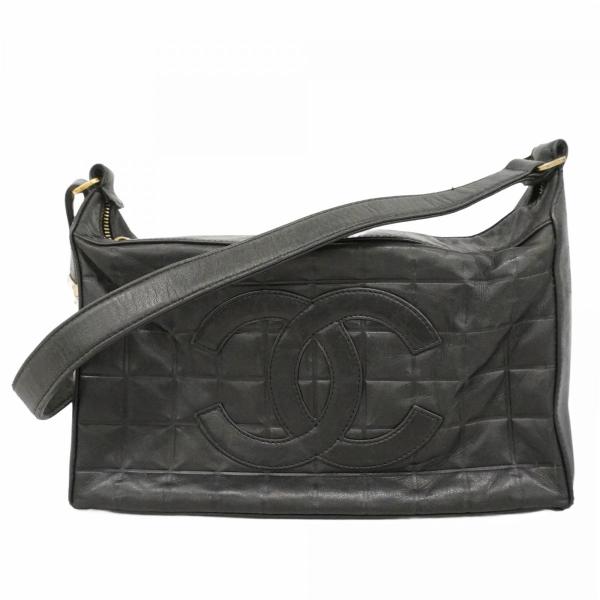 【6db1396-k】シャネル ショルダーバッグ チョコバー ラムスキン ブラック ゴールド金具【中古】レディース CHANEL（シャネル） 【6db1396-k】シャネル ショルダーバッグ チョコ