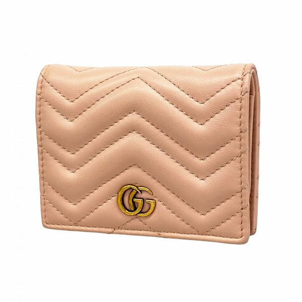 【6dd4724-k】グッチ 財布 GGマーモント 443125 レザー ピンク ゴールド金具【中古】レディース GUCCI（グッチ） 【6dd4724-k】グッチ 財布 GGマーモント 443125