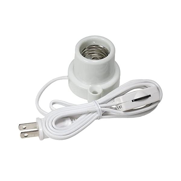 他サイト： エルパ ( ELPA ) コード付ソケット ( 口金 E26 / 1.5m / ホワイト) 中間スイッチ付 (KP-M2615H(W))の商品画像