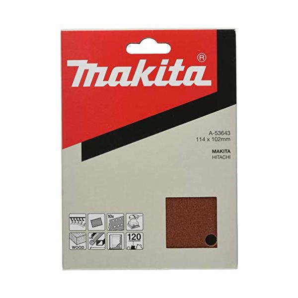 【商品概要】品番:A-53643重量:90g粒度:120入数:10四角【商品説明】マキタ マジックサンディングペーパー (吸じん穴付) 120 A-53643品番:A-53643【商品詳細】ブランド：マキタ(Makita)商品名：マキタ(M...