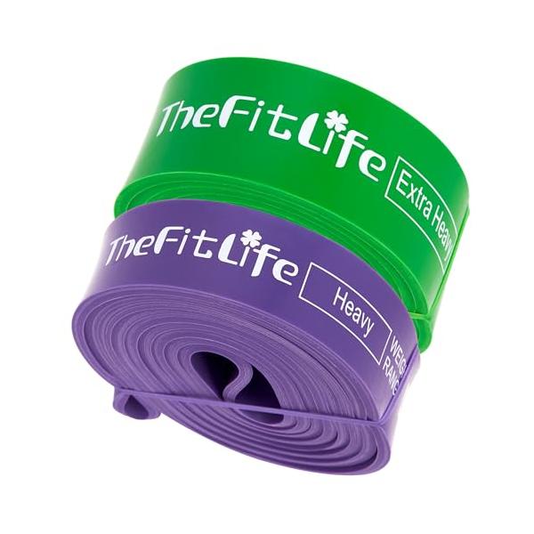 TheFitLife トレーニングチューブ 筋トレチューブ 懸垂チューブ (パープル+グリーン)