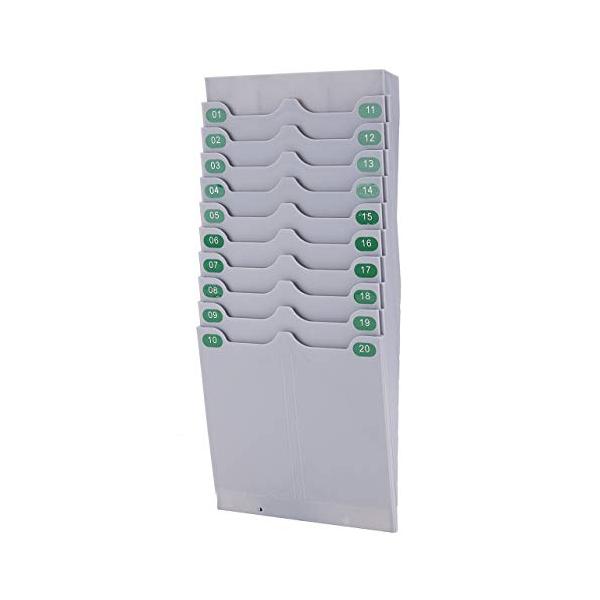 【商品概要】タイムカード収納ラック：従業員の出勤退出時間を管理するために使用する、タイムカード用のカードラックです。タイムカードがきれいに収納されることで探す手間がなくなり、スムーズに業務にとりかかることができます。たっぷり20ポケット：2...