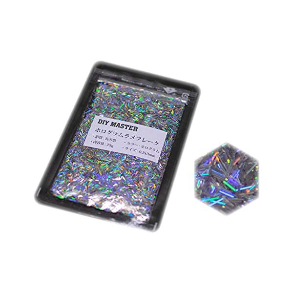 DIY MASTER ホログラム ラメ フレーク ロング 0.2mmx3mm (中) 25g