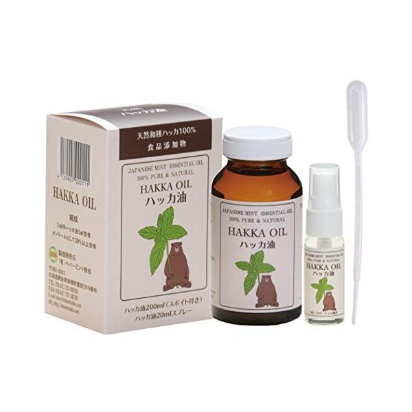 他サイト： ペパーミント商会 【食品添加物・日本製】天然ハッカ油 200ml＋20ml スプレーセット (スポイト付き)の商品画像