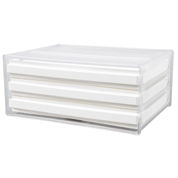 livinbox レターケース A4 横 浅型 3段 引き出し 書類ケース 書類整理 卓上 整理整頓 マーカーペン パンフレット 説明書収納 マニキュ