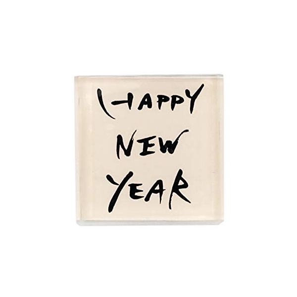 年賀スタンプ HAPPY NEW YEAR 角型 手書き ゴム印 はんこ 年賀状 文字 新年会