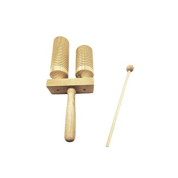 木製 楽器 アゴゴウッド バチ 付き【 全長25cm 】2音タイプ