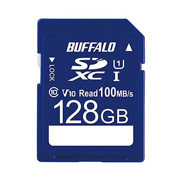 バッファロー SDカード 128GB 100MB/s UHS-1 スピードクラス1 VideoSpeedClass10 IPX7 Full HD デー