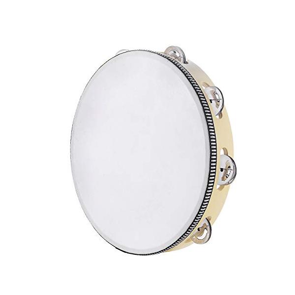 他サイト： ポータブルタンバリン10インチ、バーチ材 金属製の鐘 打楽器 ギフト、音楽教育ドラム楽器 KTVパーティーのゲーム用 (10インチ)の商品画像