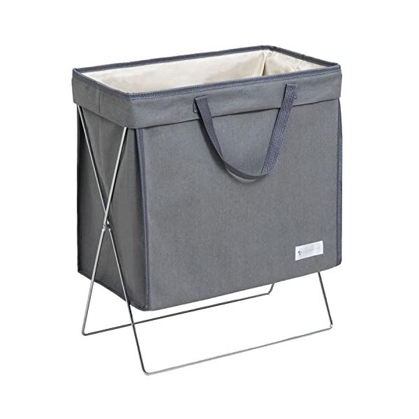 【商品概要】【商品仕様】:サイズ/約幅40×奥行20×高さ47cm（ワイヤー含む）バッグ部分高さ：約35cm、柄/無地 グレー、内容/1個、材質/TC(ポリエチレンコーティング)、鉄、ポリエステル【mayuyamシリーズ】:Instagra...