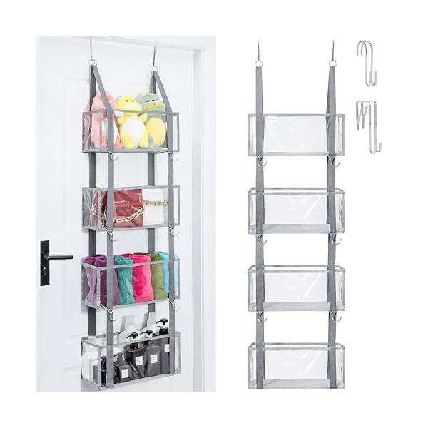 【商品概要】??簡単なアクセス - このオーバードア オーガナイザーは、高品質の透明で厚いPVC素材で作られており、中に何が収納されているかが見えるように大きな透明窓があり、各ポケットに何が入っているかがわかり、取り出しも簡単です。時間を節...