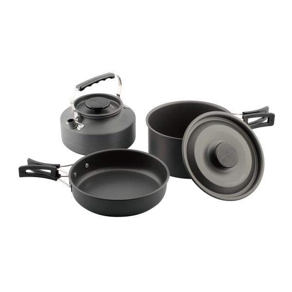 キャプテンスタッグ(CAPTAIN STAG) ケトル フライパン 鍋 クッカー Easy アルミクッカーセット 硬質アルマイト加工 収納ケース付 U