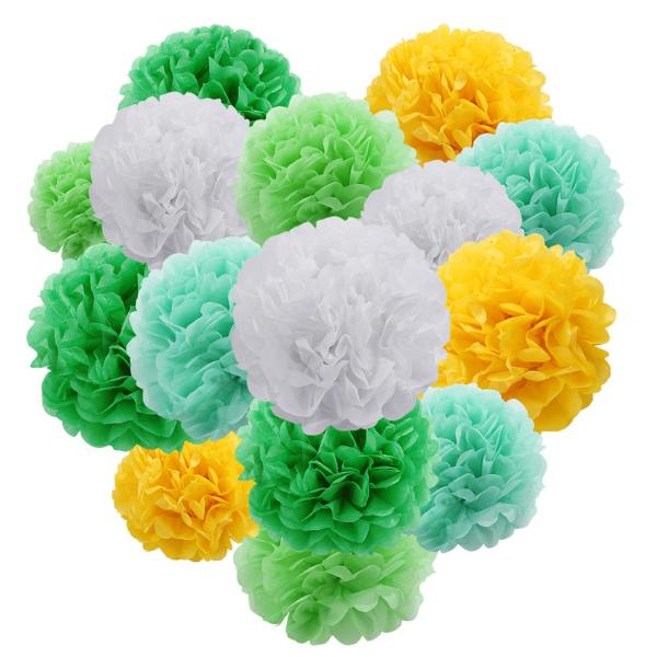 YFFSFDC ペーパーポンポン ハニカムボール 15個セット 紙花 パーティー 紙ポンポン 誕生日 卒業式 装飾 結婚式 飾り付け インテリア ウェ