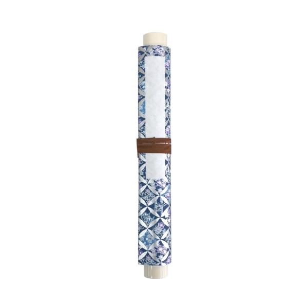 [Styleneo] 巻物 巻物帖 巻物帳 芳名録 芳名帳 友禅紙 (花四季七宝藍色)