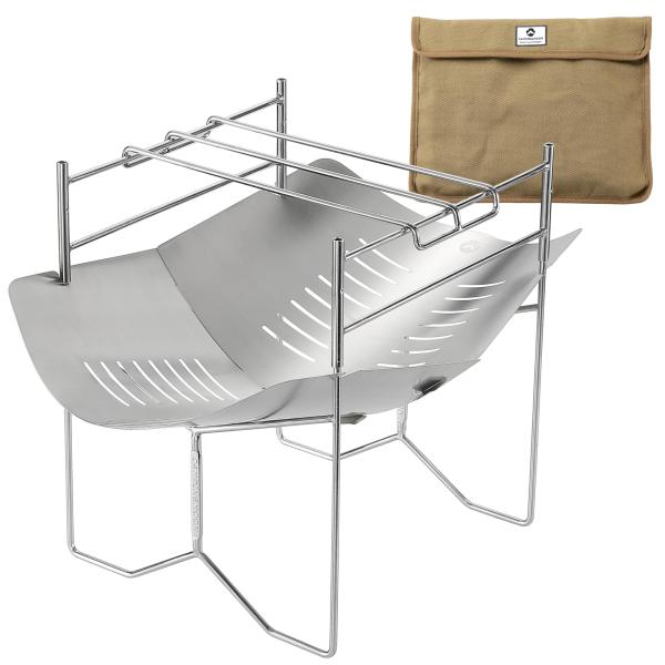 他サイト： キャンピングムーン（CAMPING MOON） A4型 ソログリル 焚き火台 ソロ 焚火台 焚き火グリル ステンレス304 帆布ケース SOLO-A4の商品画像