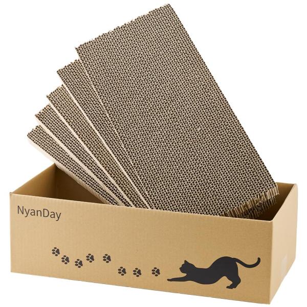 他サイト： NyanDay 猫 爪とぎ 段ボール 5枚入り 両面使える 猫ベッド 日本製 44.5×21×14cm (1個)の商品画像