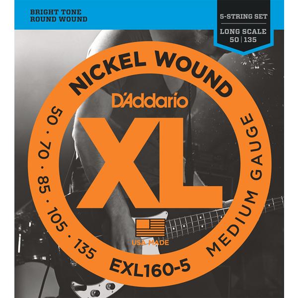 D'Addario 5GLx[X EXL160-5 Regular Light .050`.135