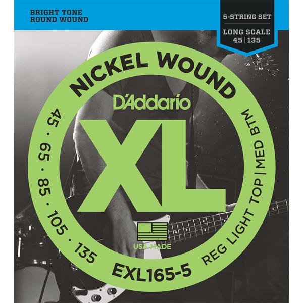 D'Addario 5GLx[X EXL165-5 Regular Light .045`.135