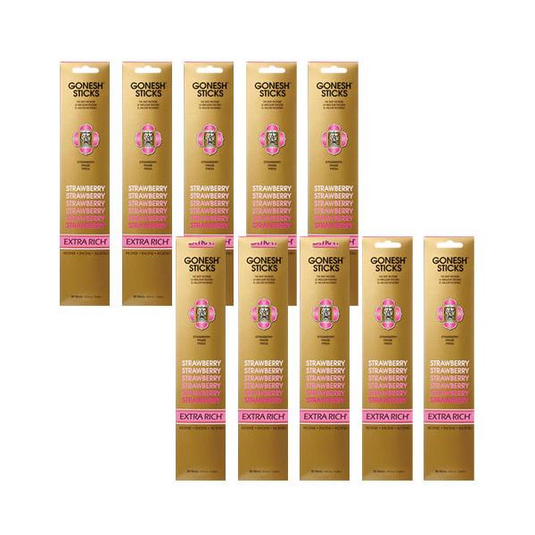 【送料無料】90年の伝統をもつ秘伝のレシピによる、リッチでコンプレックスなフレグランスを練り込んだチャコールを、竹棒にまとったスティックタイプのお香。GONESHのストロベリーはアメリカの降り注ぐ太陽のもと、たわわに実った大ぶりのイチゴをイ...