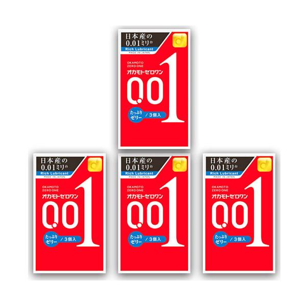 オカモト オカモト001 ゼロワン 0.01 たっぷりゼリー コンドーム 3個×4