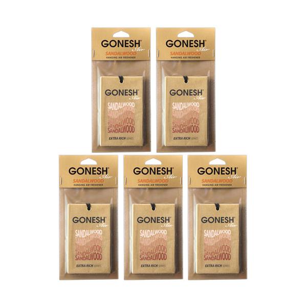 車 芳香剤 GONESH ガーネッシュ ハンキングエアフレッシュナー サンダルウッド 5個 ペーパーフレグランス 吊り下げ カーフレグランスペーパー