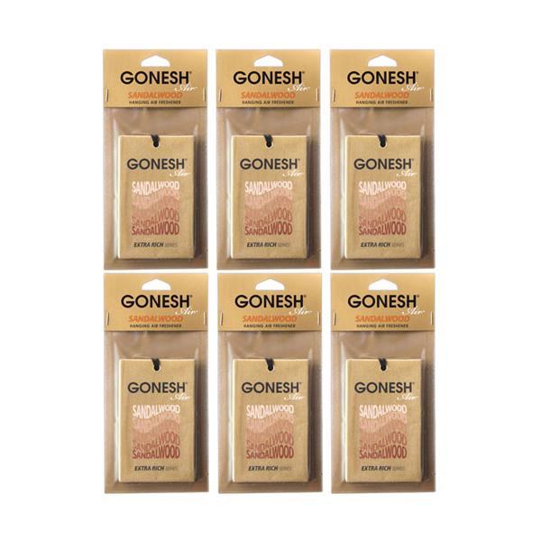 車 芳香剤 GONESH ガーネッシュ ハンキングエアフレッシュナー サンダルウッド 6個 ペーパーフレグランス 吊り下げ カーフレグランスペーパー