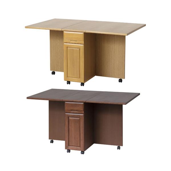 1台3役！木製 伸長 ダイニングテーブル 収納付きテーブルワゴン 省