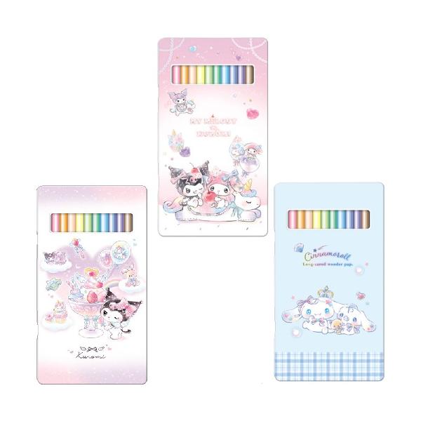 【送料無料】かわいいデザインの缶入り色鉛筆セットですサイズ：約H240×W115mm12色：くろ・ちゃいろ・うすだいだい・むらさき・あお・みずいろ・みどり・きみどり・きいろ・オレンジ・あか・ピンク
