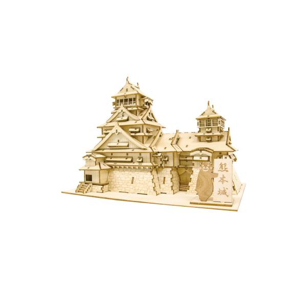 【新品未開封】ki-gu-mi 江戸城 熊本城(くまモンプレート付) セット品 Wooden Art ki-gu-mi NEW 熊本城（くまモンのプレート付） – 多