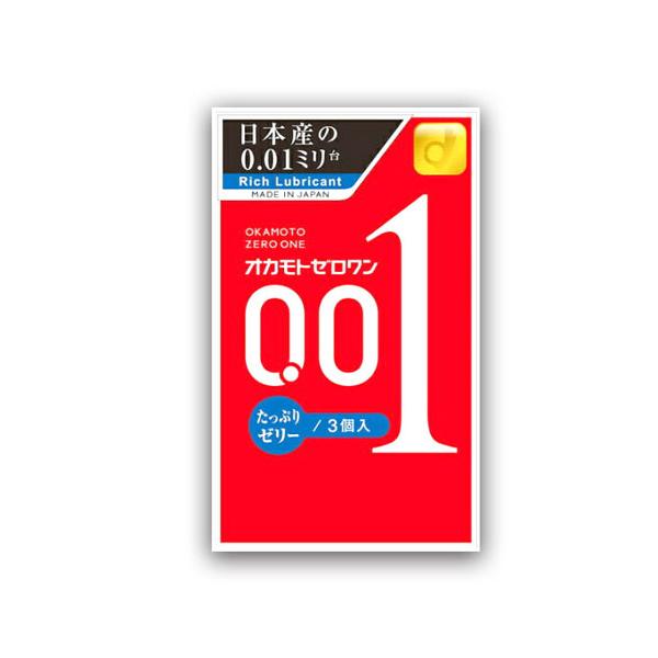 オカモト オカモト001 ゼロワン 0.01 たっぷりゼリーコンドーム 3個
