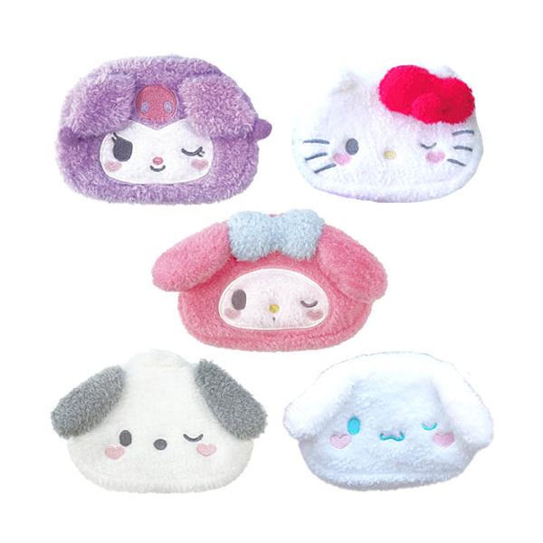 サンリオ ふわもこボアポーチ ミラー付 化粧ポーチ メイクポーチ かわいい 小さめ クロミ キティ マイメロ シナモロール メイク小物入れ