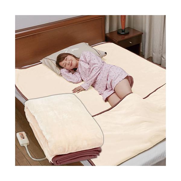 【送料無料】1 高密度のフランネル素材が2枚合わせでとても暖かい。2 足元が２段階のポケット状になり、足元を暖かくしてお休みになれます3 掛けても敷いてもどちらでも使用可能です4 切忘れを防ぐ12時間自動切タイマーと2時間OFFタイマー付き...