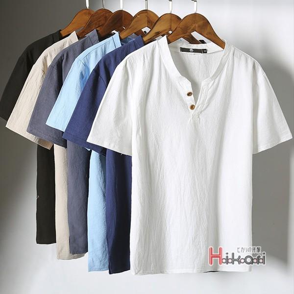 半袖tシャツ メンズ リネンtシャツ おしゃれ カジュアルtシャツ 半袖 Tシャツ 無地 ティーシャツ 部屋着 春夏 Ota V Luck 通販 Yahoo ショッピング