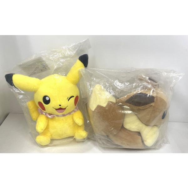 【併売商品】 バンダイ　ポケモン 一番くじ A賞 ピカチュウ C賞 イーブイ ぬいぐるみ 2体 セット 未開封品 【中古】