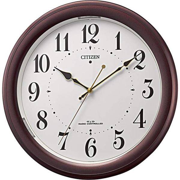 【商品名】　リズム(RHYTHM) シチズン 掛け時計 電波時計 アナログ MA36 さらに明るい 暗所 ライト 自動 点灯 (当社比150%UP) 茶 【商品説明】　・サイズ:φ31.3×5.0cm・ムーブメント：電波時計・ライト：暗所自...