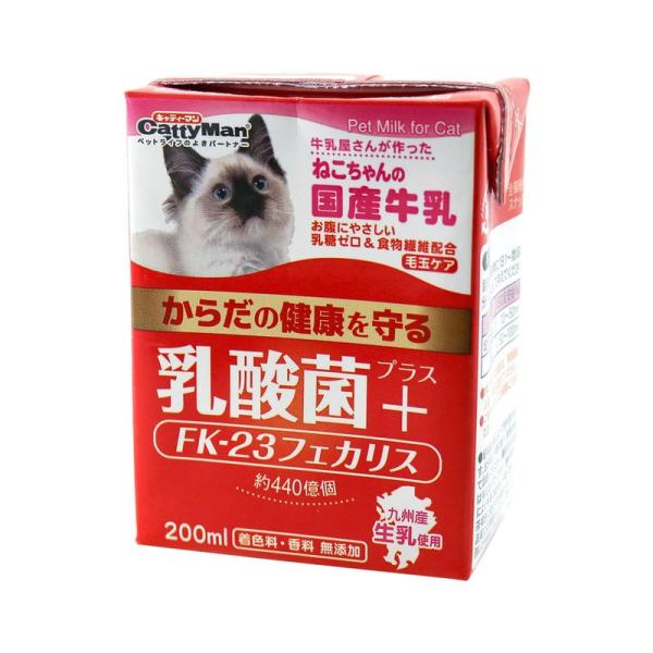 【商品名】　キャティーマン (CattyMan) ねこちゃんの国産牛乳 乳酸菌プラス 200ml×24個入り ケース販売 【商品説明】　・エネルギー:100g当たり60kcal・内容量:200mlx24個・原産国:日本・本体サイズ (幅X奥...