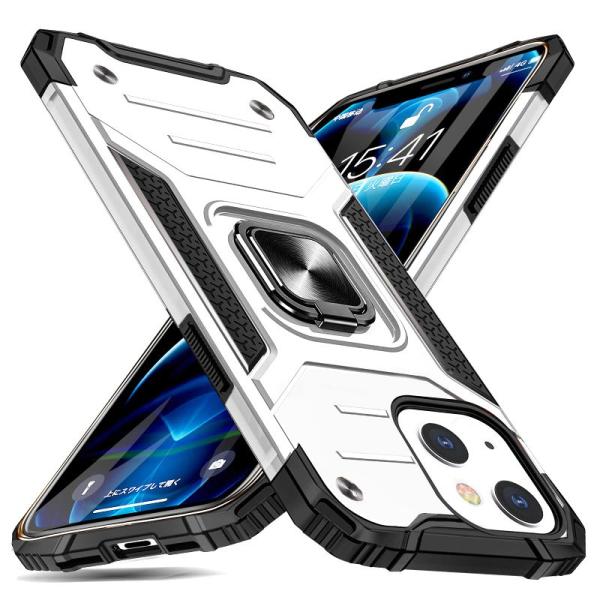 iPhone 13 用 ケース リング 衝撃吸収 耐衝撃 落下防止 米国軍事MIL標準取得 スタンド機能 PC+TPU 二重構造 防塵 薄型