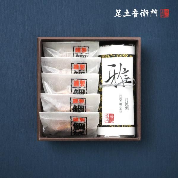 丹波の特産を詰め込んだ限定パウンドケーキと、「めで鯛」鯛焼のギフトセット新年のご挨拶やお手土産にふさわしい、足立音衛門こだわりのお菓子を詰め合わせた季節限定のギフトセットです。丹波の特産品「丹波栗」と「丹波大納言小豆」を使用した限定のパウン...