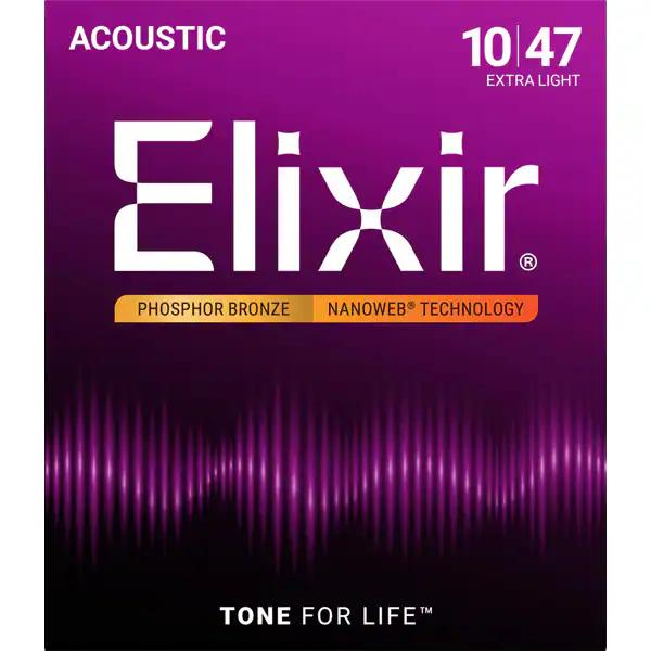 他サイト： 【アコースティックギター弦】Elixir アコースティック ギター弦 16002 PHOSPHOR BRONZE NANOWEB EXTRA LIGHT 10-47 正規品 コーティング弦の商品画像