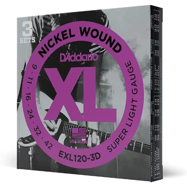 D'Addario 【エレキギター弦 3セット】 ダダリオ EXL120-3D