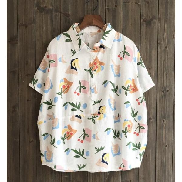 シャツ半袖レディースブラウス ポロシャツ学園風ガールズ ｔシャツ森ガール風シャツ ナチュラル可愛い花柄ゆったりトップス上着サクランボ全店二点送料無料 Buyee Buyee Japanese Proxy Service Buy From Japan Bot Online