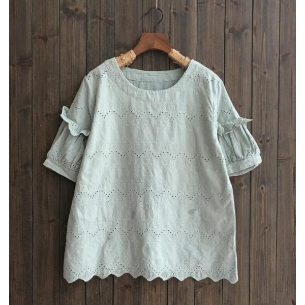 シャツ ブラウス レディース 半袖ｔシャツ森ガール風トップス上着エスニック風ナチュラル 白色 ゆったり 可愛い花柄 刺繍 エレガント きれいめ全店２点送料無料 Buyee Buyee 일본 통신 판매 상품 옥션의 대리 입찰 대리 구매 서비스