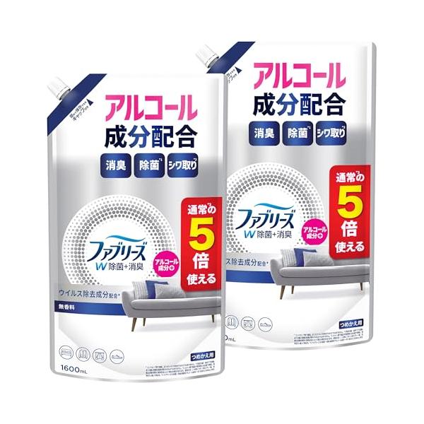 -/-/4904740678436・PatternName:詰替1600mL×2・パッケージ個数:1・消臭スプレー 衣類・布製品用 香りが残らない 詰め替え1620ml×5回分