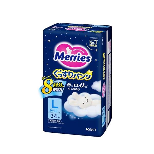 ー/L/-・PatternName:夜用 単品)34枚・パッケージ個数:1・メリーズシリーズ内Ｎｏ．１の吸収量・朝までモレ０へ！おしっこ８回分を吸収・更に高い通気性でおしっこの後もずっと肌さら・おなかをしめつけないやさしいはき心地の快眠設計