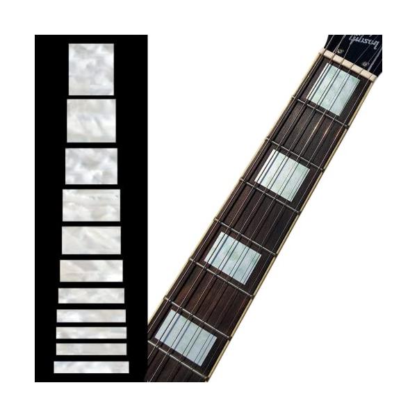 ホワイトパール・  F-005BL-WT・・Style:ホワイトパール・既存のドットマーク(6mm以内）がキレイに隠れます・12フレットの離れドットも対応しています。・ギタリスト＆ベーシスト達のステッカー。貼り方説明書付・本物の貝・インレイ...