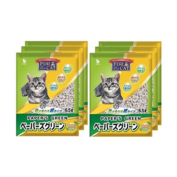 他サイト： 新東北化学工業 猫砂 ペーパーズグリーンひのきの香り 6.5L×6個 (ケース販売)の商品画像